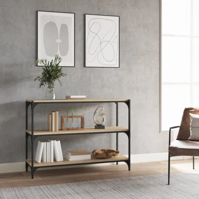 vidaXL Boekenkast 100x33x70,5 cm bewerkt hout en staal sonoma eiken, foto 2