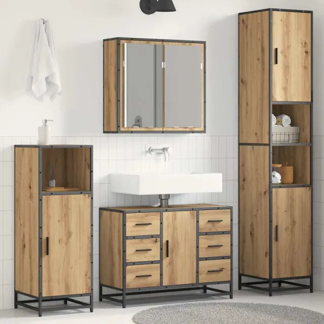 vidaXL Badkamermeubelset 3 st Artisan Eiken 80 x 33 x 60 cm Bruin
