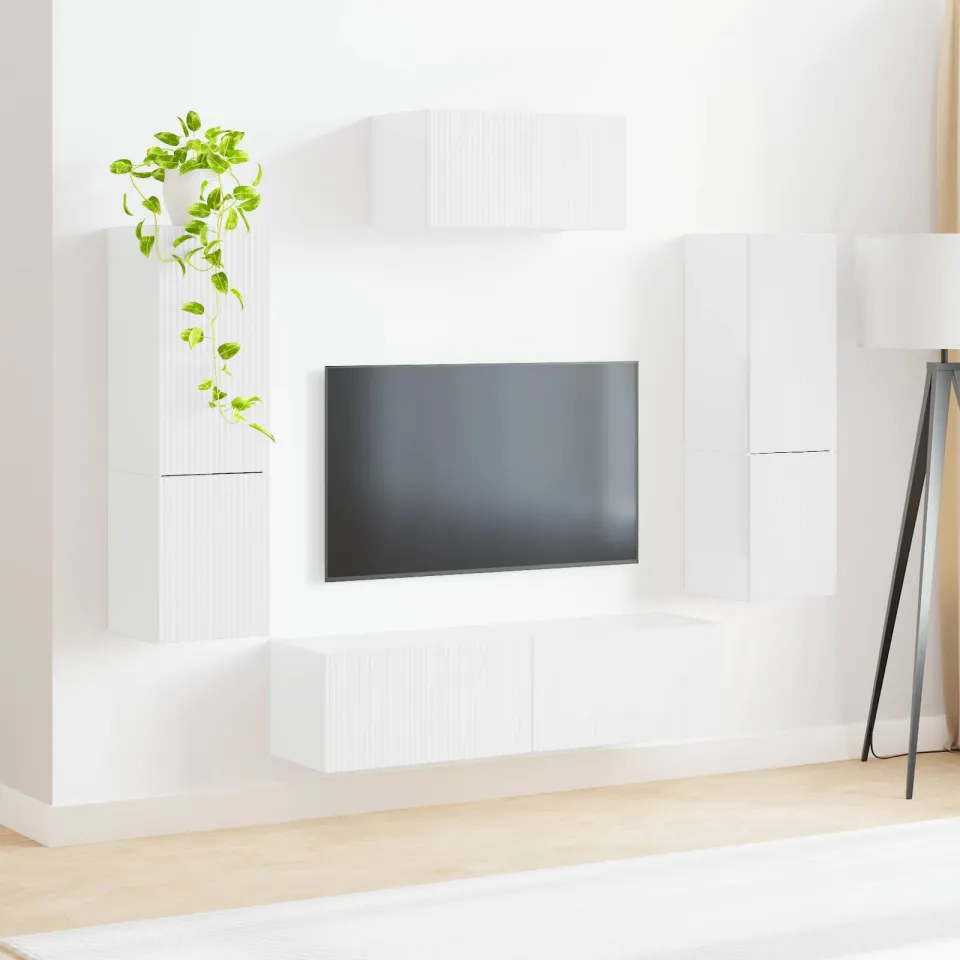 vidaXL Tv-meubelset 4 st Hoogglans wit Bewerkt hout, foto 4
