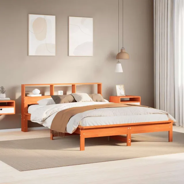 vidaXL Bedframe zonder matras massief grenenhout wasbruin 150x200 cm bruin