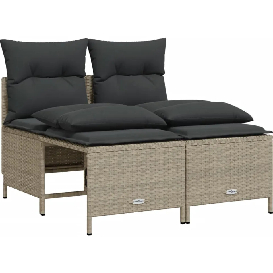 vidaXL 4-delige Loungeset met kussens poly rattan lichtgrijs grijs, foto 3