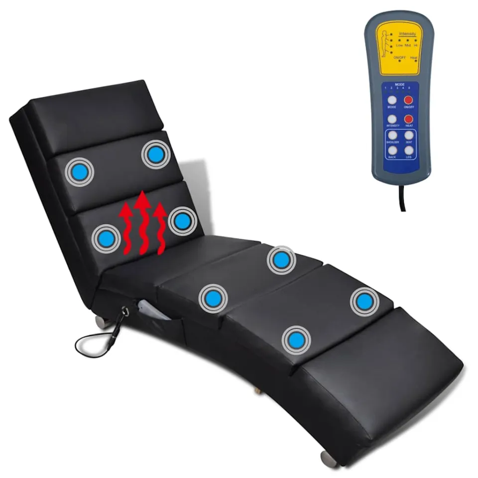 vidaXL Massagelounger kunstleer zwart, foto 4