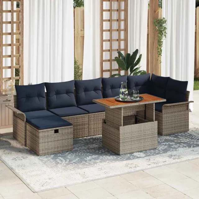 vidaXL Tuin Sofa Set 8 st Grijs Poly riet