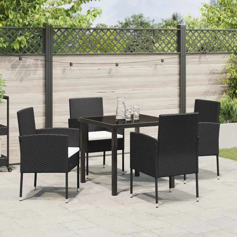 vidaXL Tuin eettafelset 5 st Zwart poly rattan, foto 3