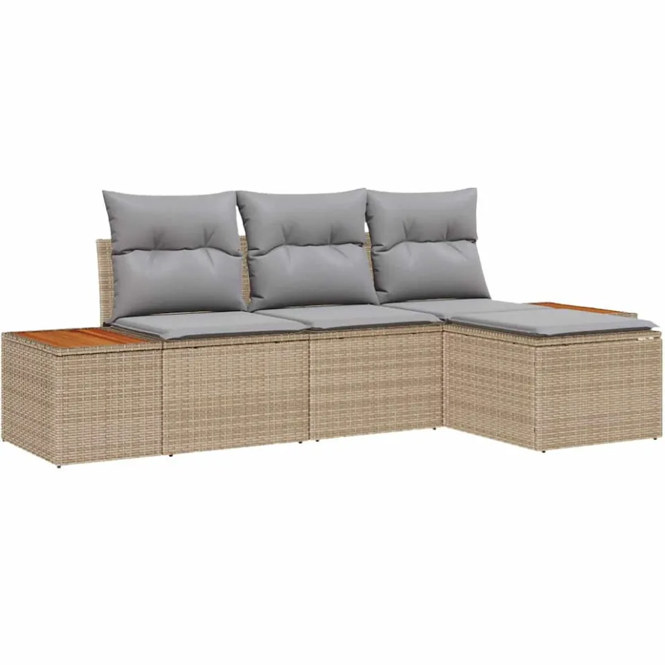 vidaXL Tuin Sofa Set 4 st Beige poly rattan