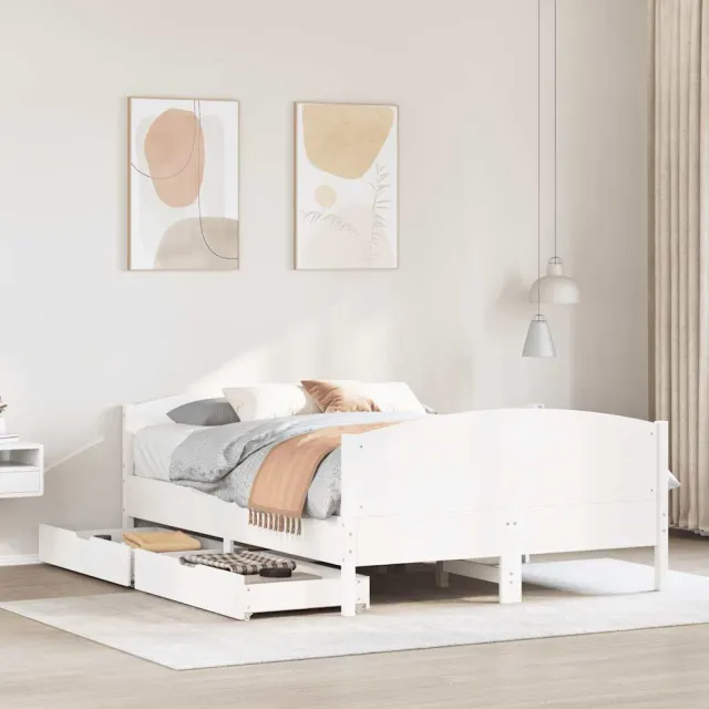 vidaXL Bedframe zonder matras massief grenenhout wit 120x200 cm