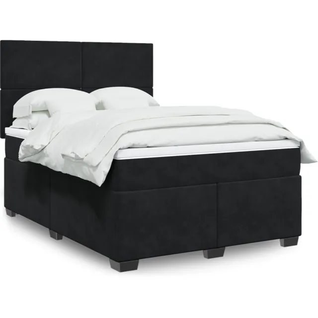 vidaXL Boxspring met matras fluweel zwart 160x200 cm