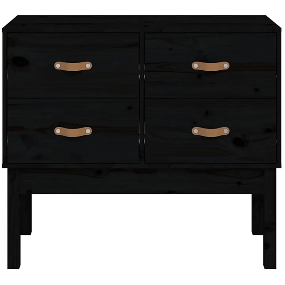 vidaXL Wandkast 90x40x78 cm massief grenenhout zwart, foto 3