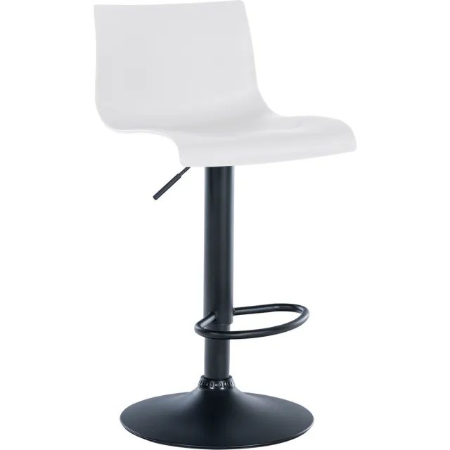 CLP Branford Barkruk - Met rugleuning - Met voetsteun - Metalen frame - zwart/wit