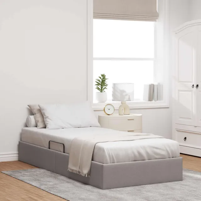 vidaXL Ottoman Bedframe met opslag Lichtgrijs 90 x 200 cm Stof