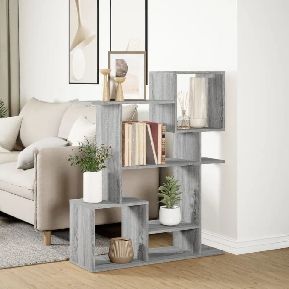 vidaXL Kamerscherm / boekenkast 92x29x112 cm hout grijs sonoma, foto 4
