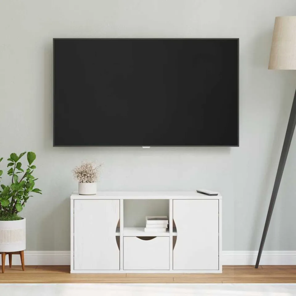 vidaXL Tv-meubel met lade ODDA 79x24x40 cm massief grenenhout wit, foto 4