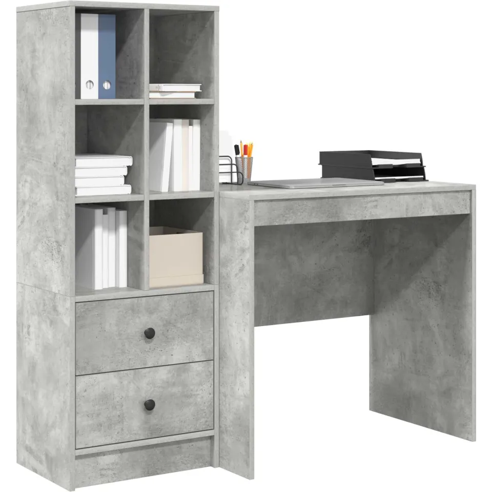 vidaXL Bureau Beton Grijs 125,5 x 50 x 127 cm 2 st