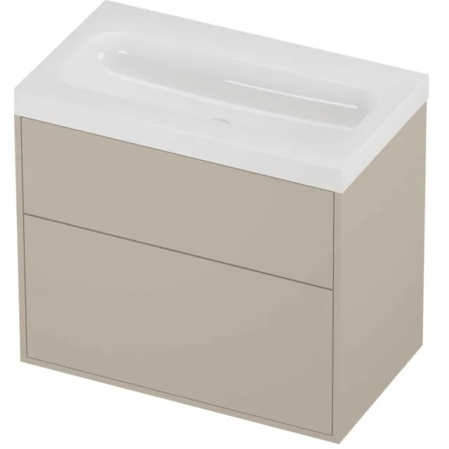 Proline Haga Badmeubelset Polystone Mezza 2 Laden 80x46x73 cm Glans Wit Soft Linen Beige
