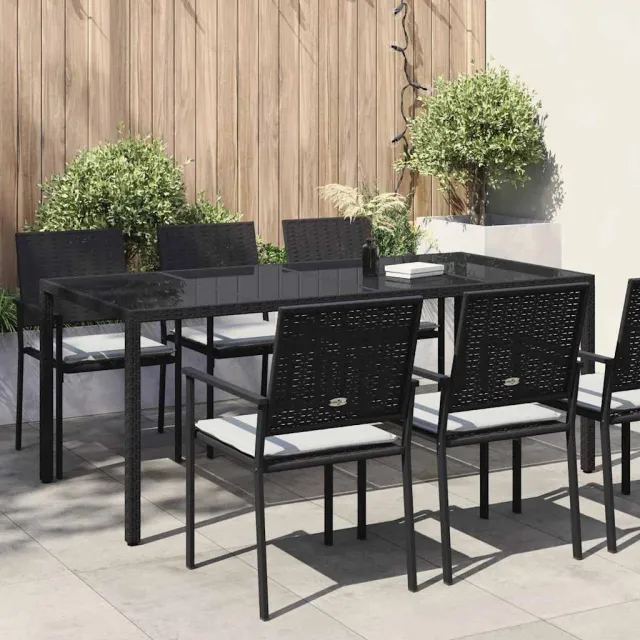 vidaXL Tuinstafel Zwart poly rattan, foto 2