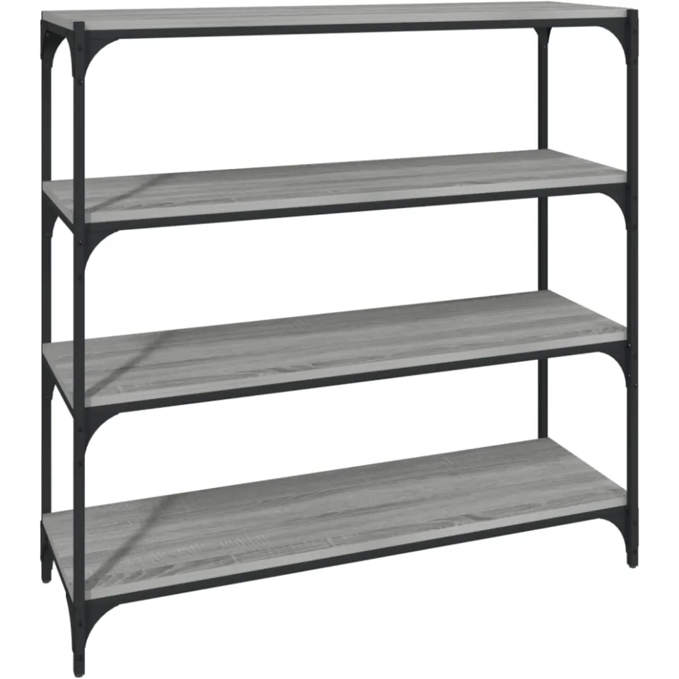 vidaXL Boekenkast 100x33x100 cm hout en staal grijs sonoma eikenkleur