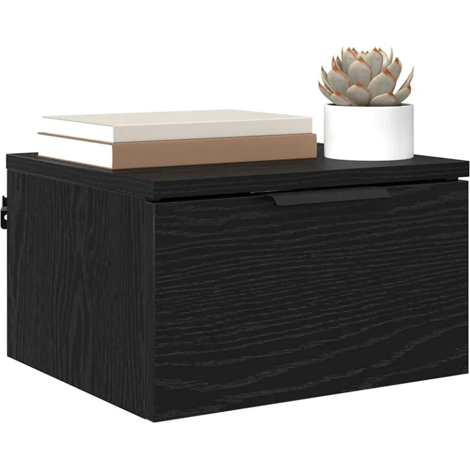 vidaXL Nachtkastje 2 st Zwart Eiken 34 x 30 x 20 cm Bewerkt hout