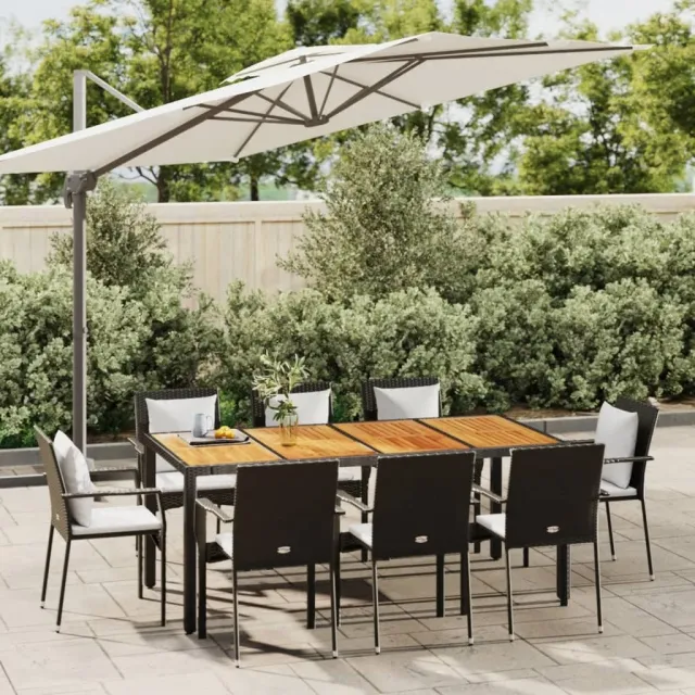 vidaXL 9-delige Tuinset poly rattan zwart, foto 2