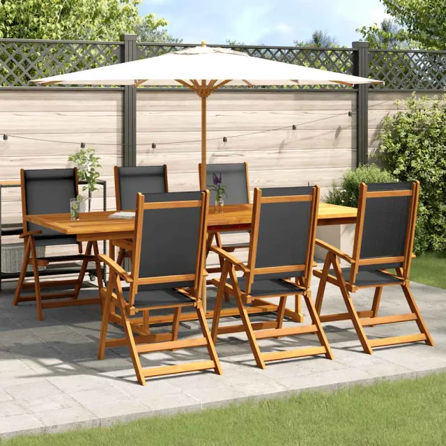 vidaXL 7-delige Tuinset massief acaciahout en textileen bruin, foto 2