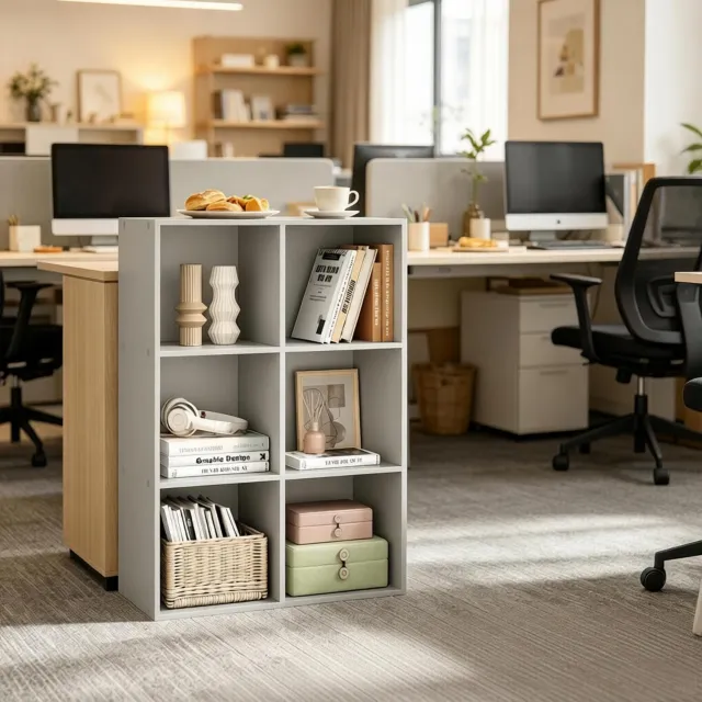 CHICFURN Boekenkast - 6 vakken - Open - Staand - Grijs