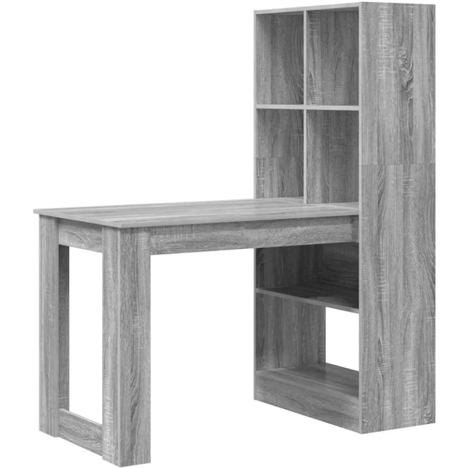 vidaXL Bureau Grijs Sonoma 122 x 67 x 145 cm Bewerkt hout, foto 3