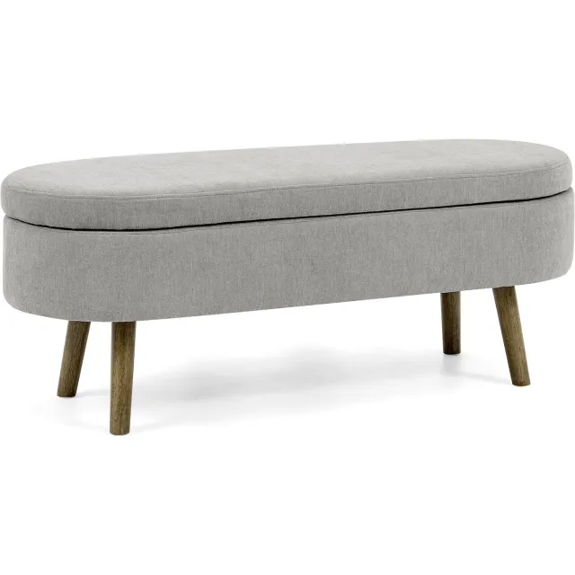 MUVANO Opbergbank met zitkussen - Zitbank met opbergruimte - Scharnierend deksel - Chenille bekleding - 110 x 40 x 42 cm - Voor hal en slaapkamer - Grijs