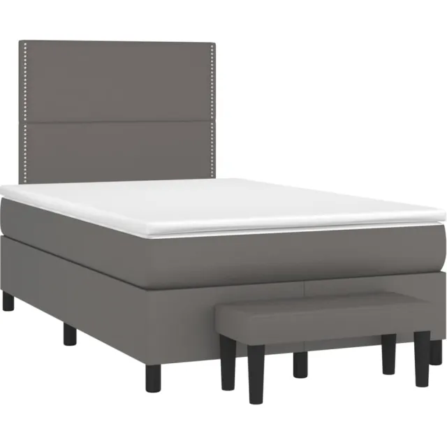vidaXL Boxspring met matras kunstleer grijs 120x190 cm