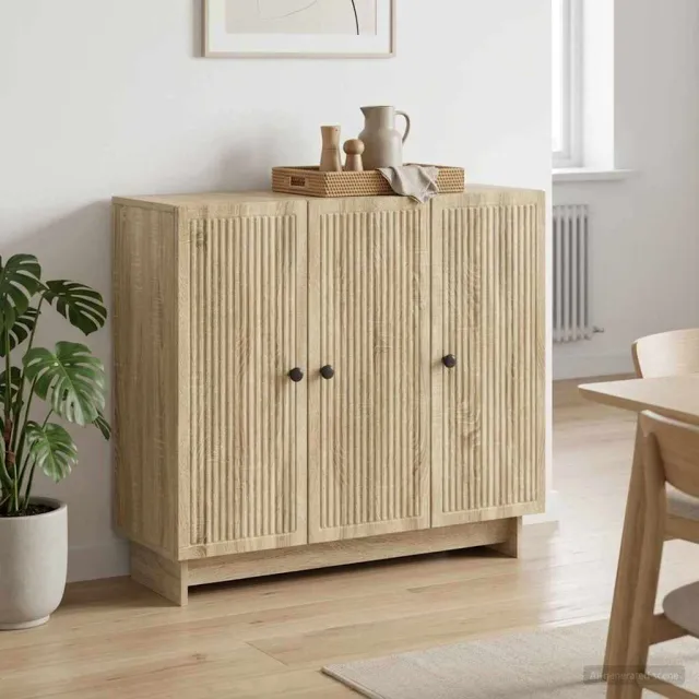 vidaXL Dressoir Sonoma Eiken 89 x 34,5 x 80 cm Bewerkt hout, foto 2