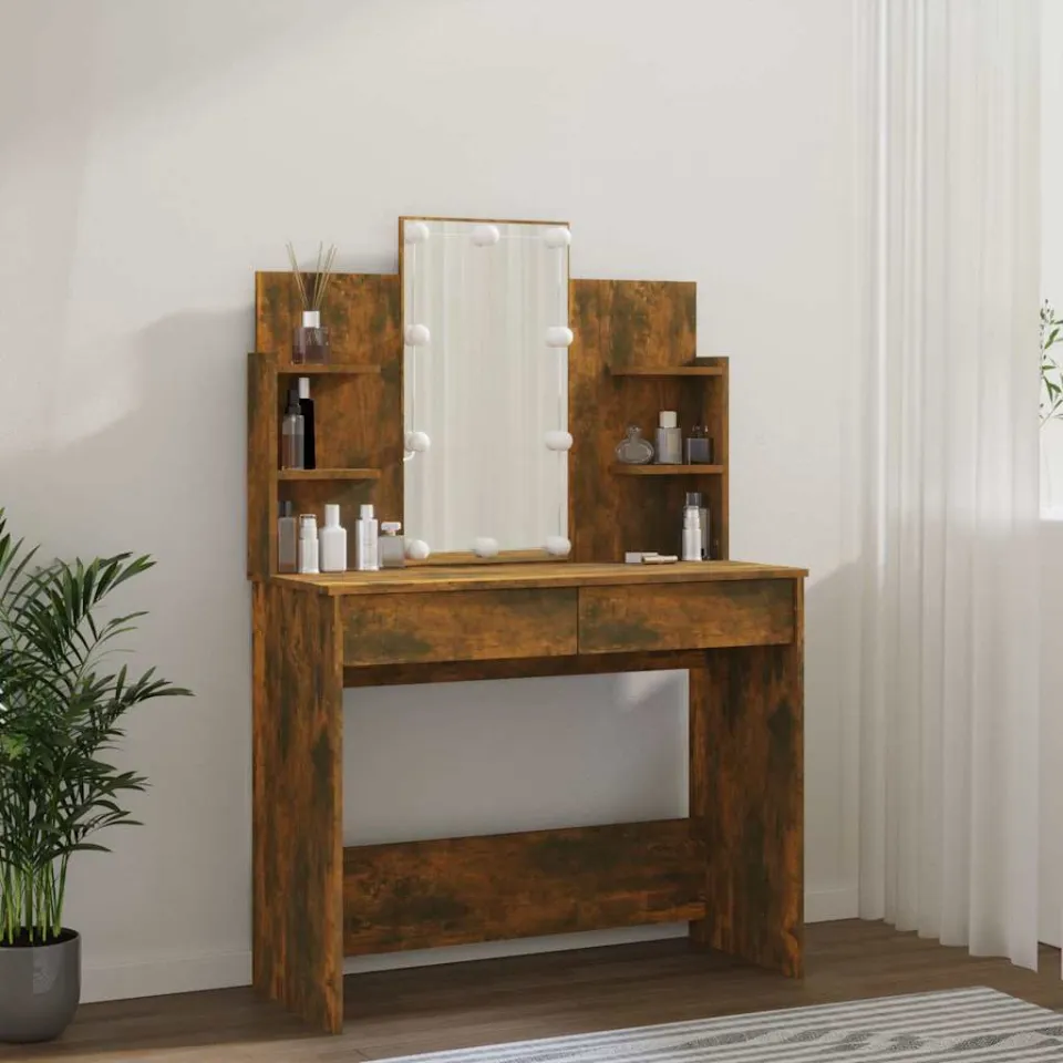 vidaXL Kaptafel met LED-verlichting 96x40x142 cm gerookt eikenkleur, foto 3