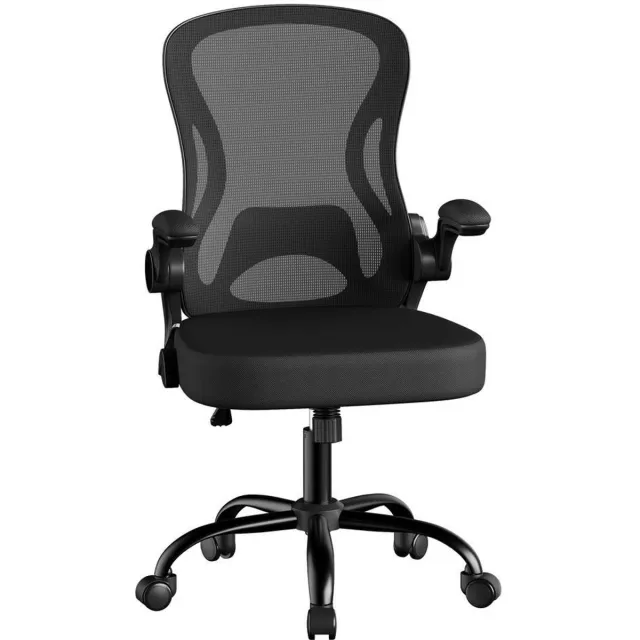 Songmics Stoel met mesh-bekleding - Ergonomische bureaustoel - Bureaustoel met schommelfunctie - Zwart