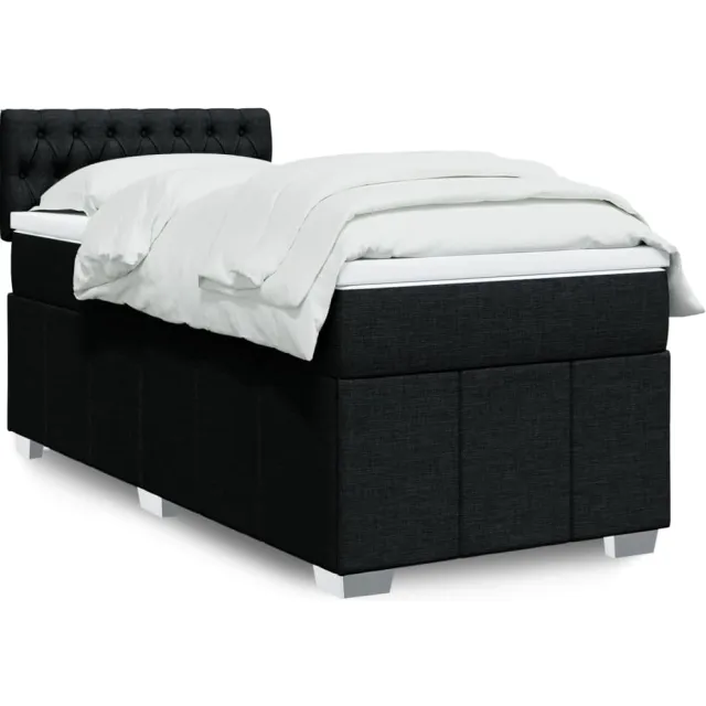 vidaXL Boxspring met matras stof zwart 90x190 cm