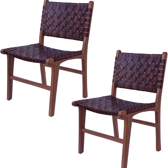 Casa Moro Eetkamerstoel van echt leer – leren stoel met houten poten voor eettafel of woonkamer esszimmerstuhl braun leder