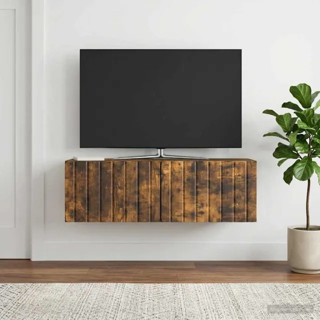 vidaXL Wandbeugel TV-kast 98 x 31 x 30 cm Gerookt eiken Bewerkt hout, foto 2