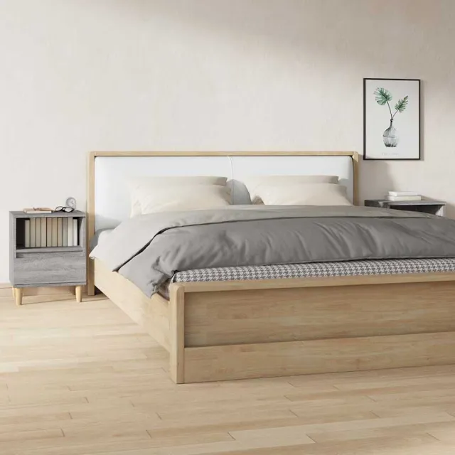 vidaXL Nachtkastjes 2 st 40x35x50 cm grijs sonoma eikenkleurig, foto 2