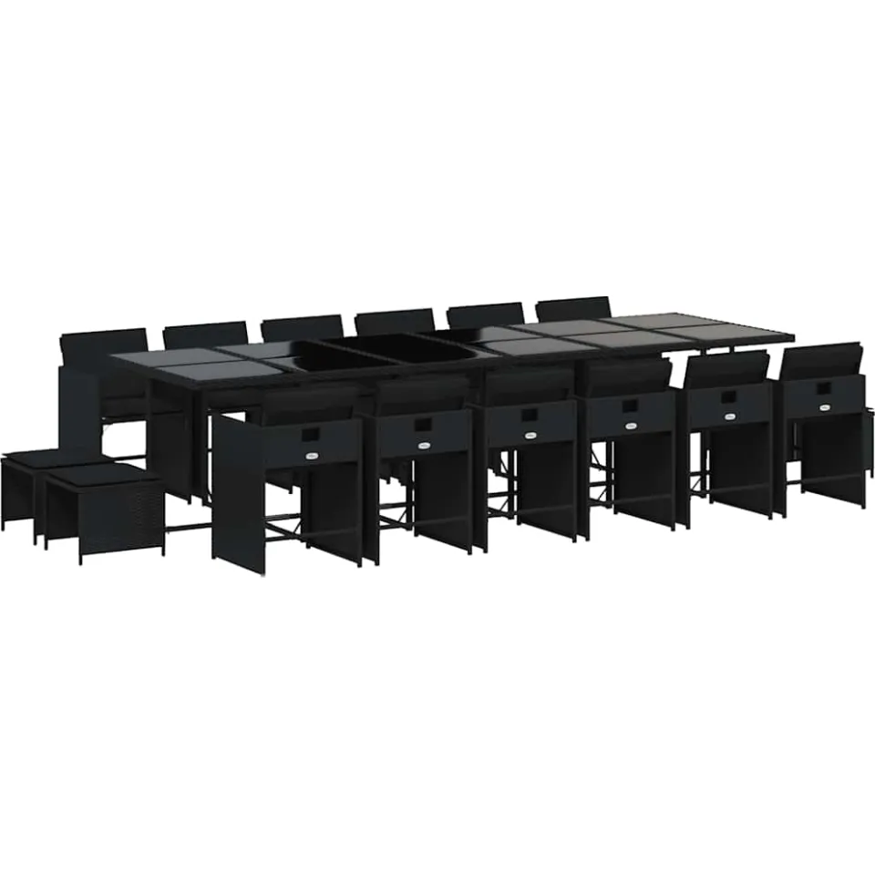 vidaXL 17-delige Tuinset met kussens poly rattan zwart, foto 4