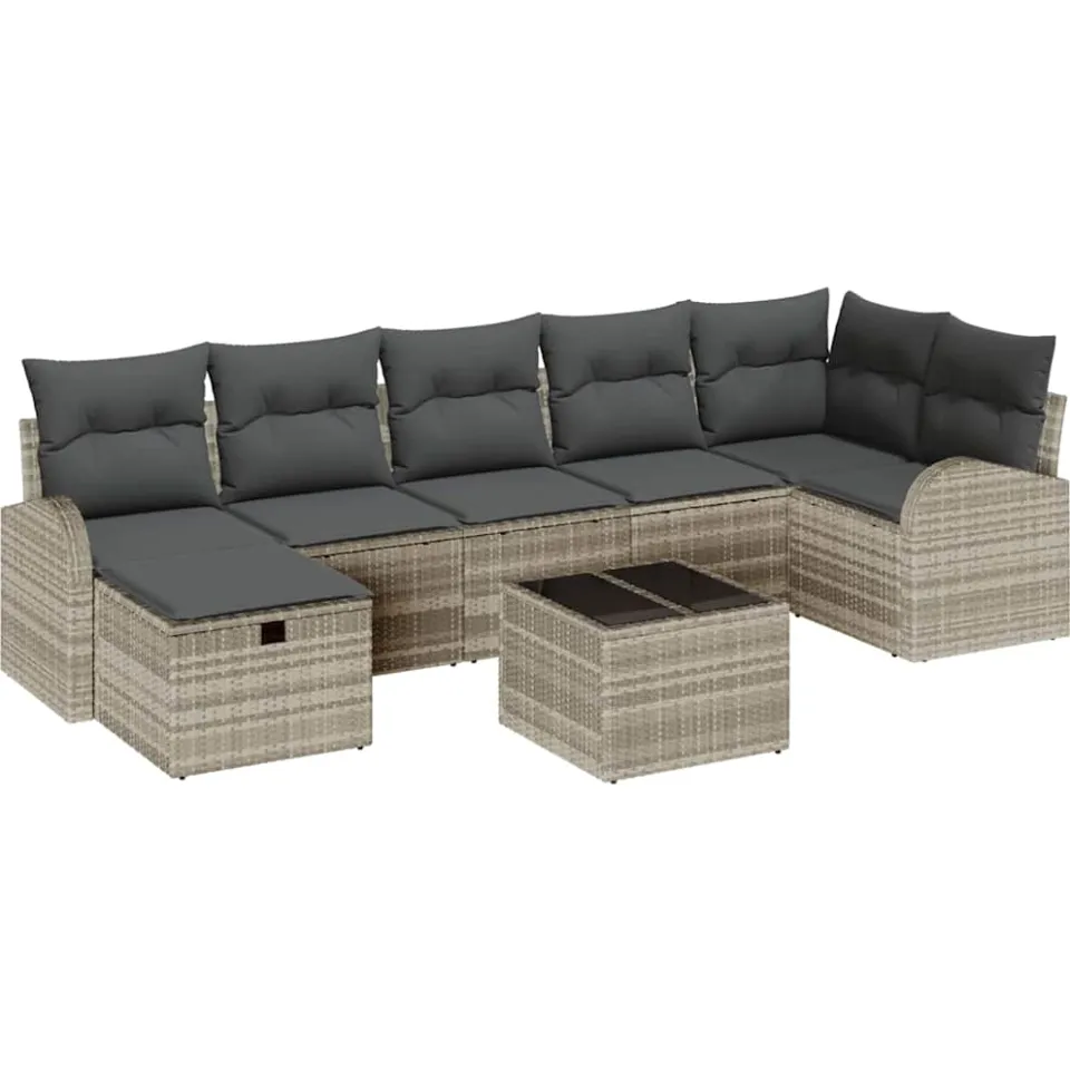 vidaXL Tuin Sofa Set 8 st Lichtgrijs poly rattan