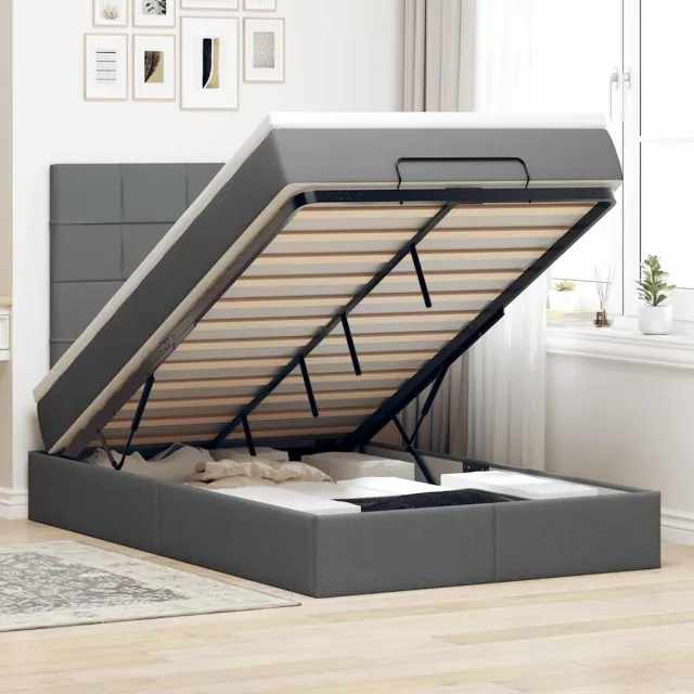 vidaXL Ottoman bed met matrassen en LED's 120x190cm fluweel Grijs