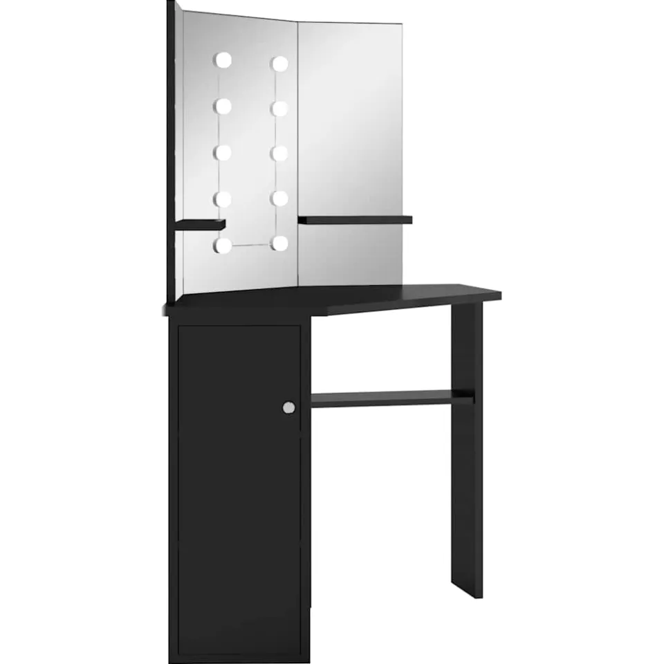 vidaXL Hoekkaptafel met LED 111x54x141,5 cm zwart