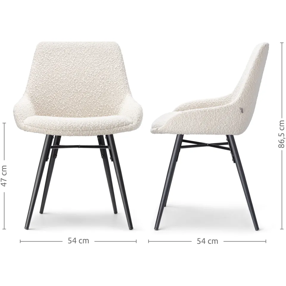 Nolon Nena-Isa eetkamerstoel bouclé beige - zwart houten onderstel, foto 3