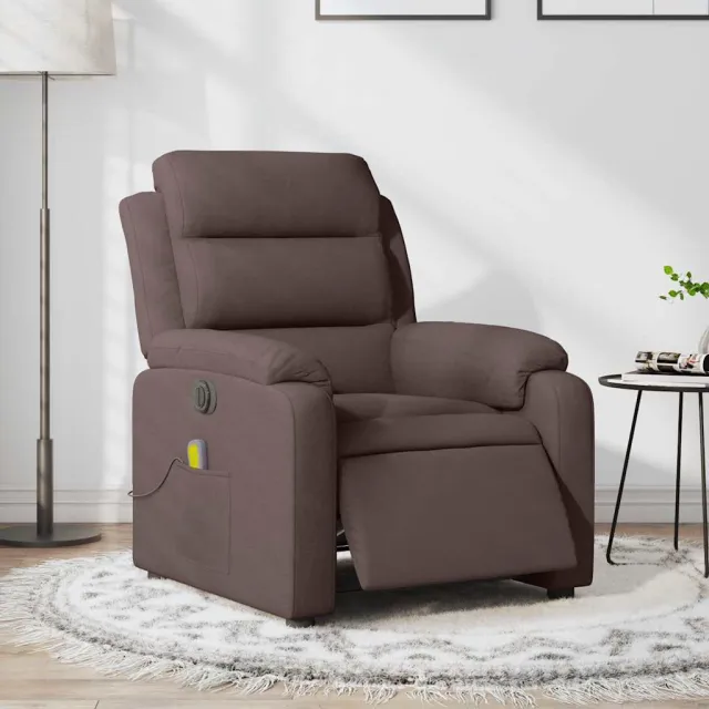 vidaXL Massagestoel elektrisch verstelbaar stof donkerbruin