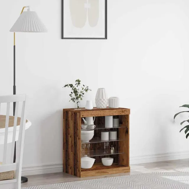 vidaXL LED Sideboard Oudhout 60,5 x 37 x 67 cm Bewerkt hout Bruin