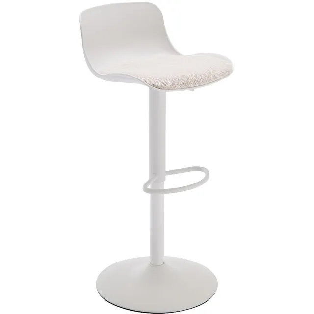 Vente-unique Set van 2 barkrukken in polypropyleen, gestructureerd stof en metaal - Wit en beige DORELIO Beige, Wit