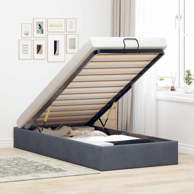 vidaXL Bedframe zonder matras 90x190 cm fluweel donkergrijs grijs
