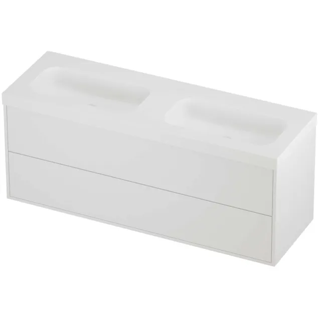 Proline Haga Badmeubelset Polystone Mezza Dubbel 140x46x58 cm Mat Wit Mat White