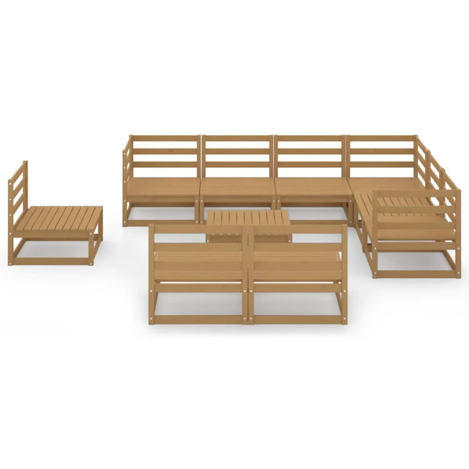 vidaXL 10-delige Loungeset massief grenenhout honingbruin
