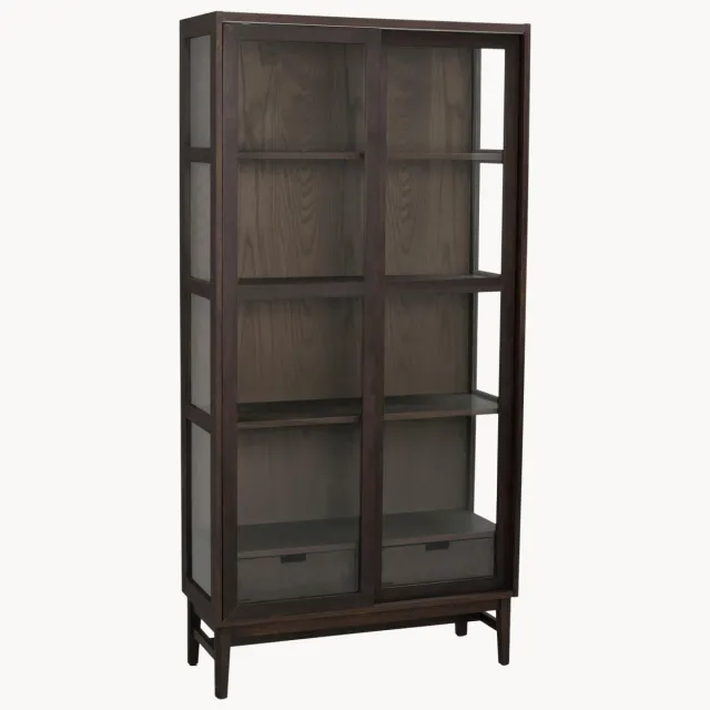 Rowico Home Houten vitrinekast Hazelton met schuifdeuren Transparant