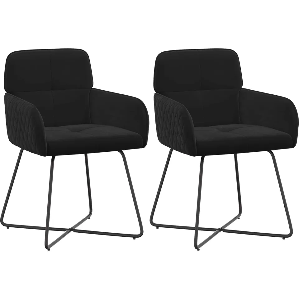 vidaXL Eettafelstoelen 2 st fluweel Zwart 59 x 56,5 x 86 cm, foto 3