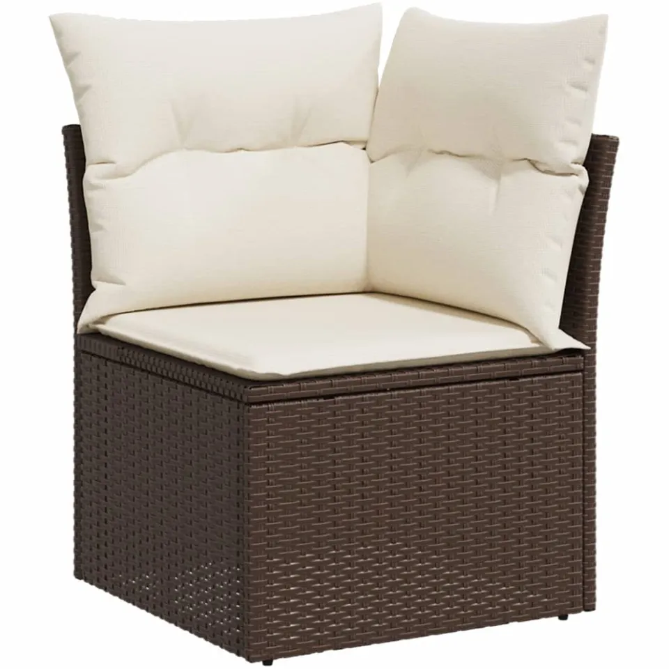 vidaXL 5-delige Loungeset met kussens poly rattan bruin