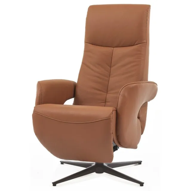 Zenda Relaxstoel Palermo - cognac - leder - gebruiksklaar afgeleverd - Draaibaar - Elektrisch - Relaxfauteuil