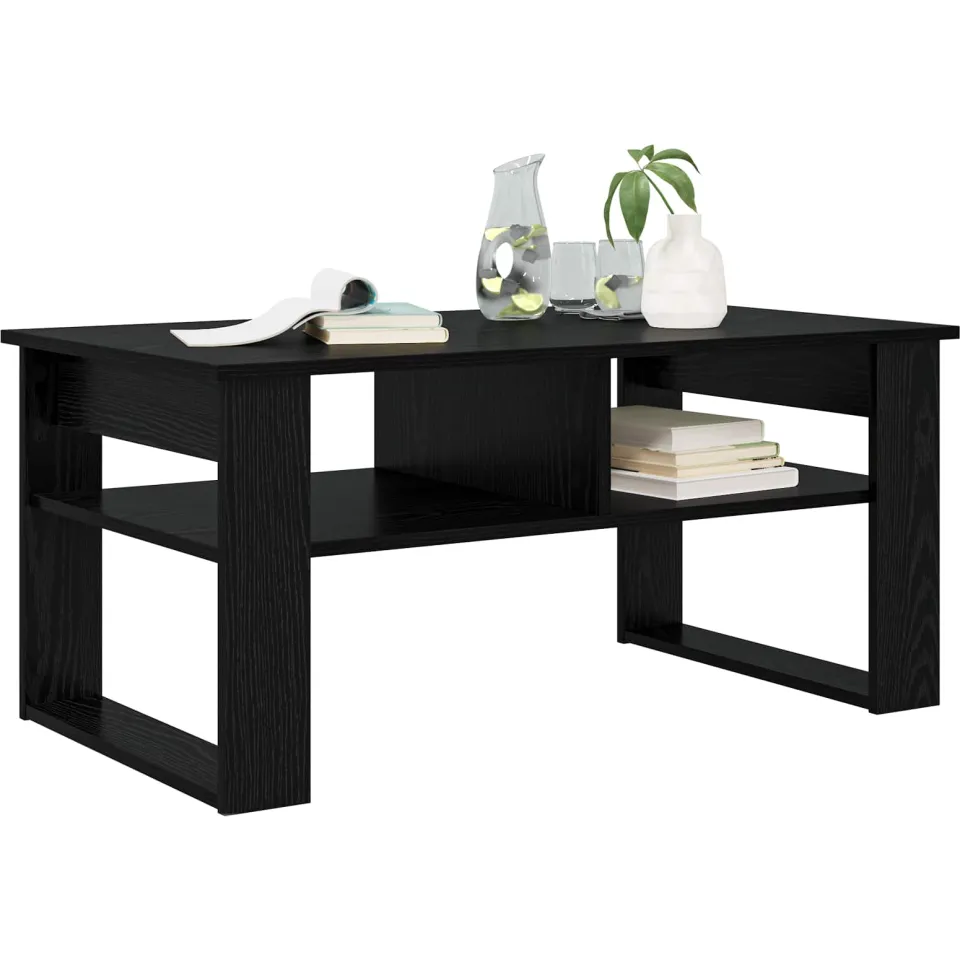 vidaXL Salontafel Zwart Eiken 96 x 54 x 44 cm Bewerkt hout